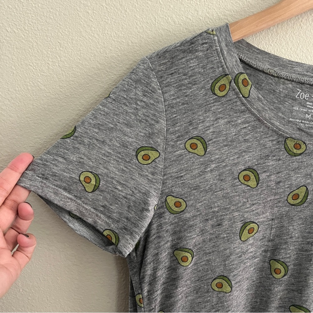 Zoe + Liv Avocado T-Shirt, Heather Gray, Size M - Picture 3 of 7